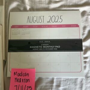 Rae Dunn 17-Month Magnetic Calendar - Pink and White